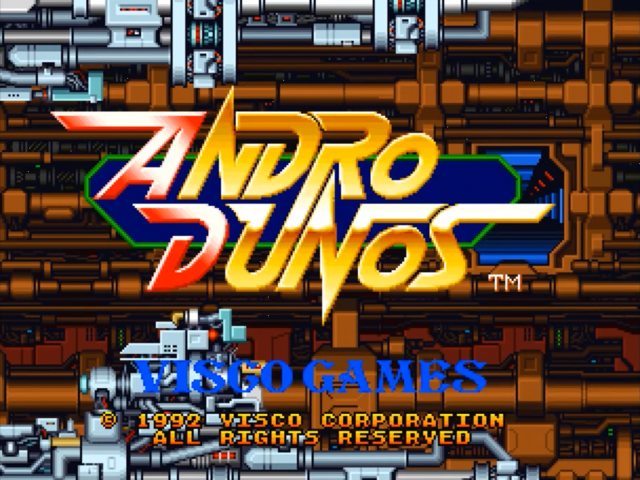 Andro Dunos title screen for Neo Geo CD